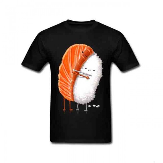 T-shirt sushi amoureux noir